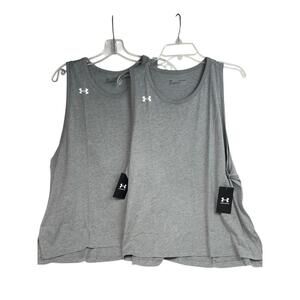 Two Under Armour HeatGear Gray Sleeveless‎ Tanks - Women's XL
